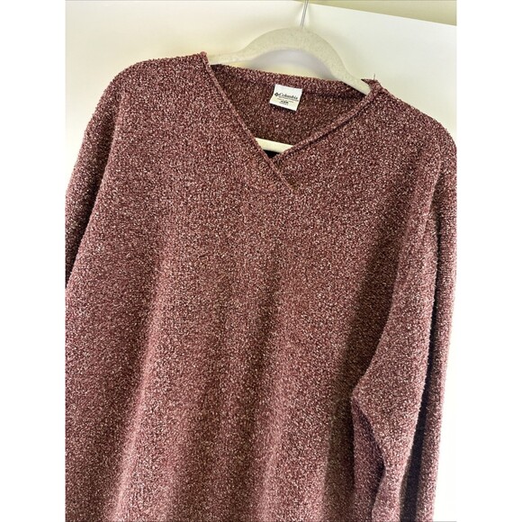 Columbia Speckled Pullover Sweater Burgundy Maroon V-Neck Stretch Womens 2X - Picture 3 of 11